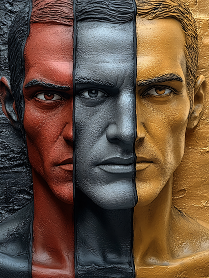 Three Faces Man Portrait