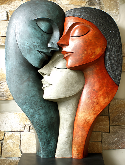Three Faces Sculpture