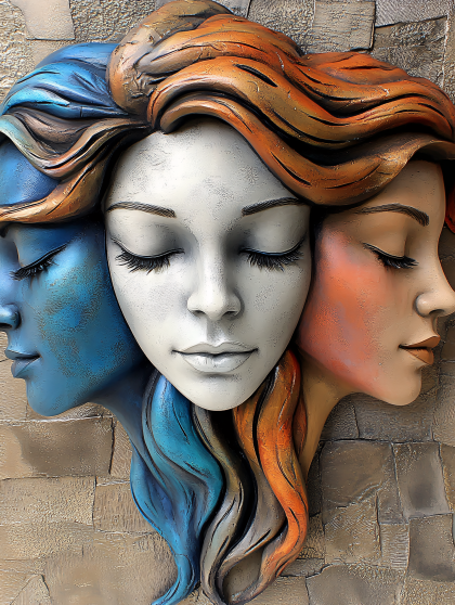 Three Faces Wall Sculpture