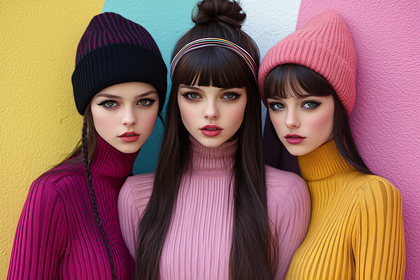 Three Fashionable Women in Winter Outfits