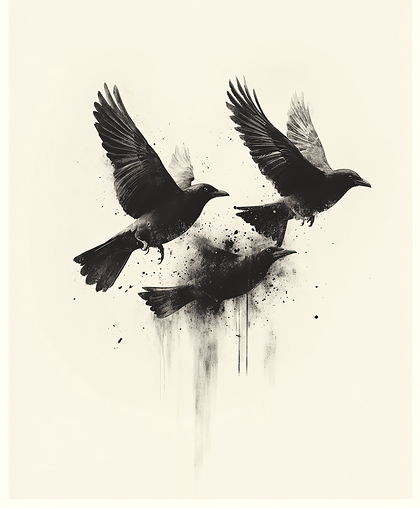 Three Flying Crows