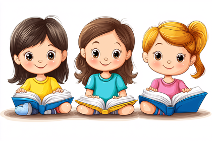 Three Girls Reading Books