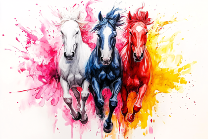 Three Horses Running