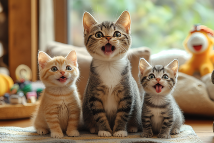 Three Kittens Singing in Harmony