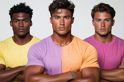 Three Men Colorful T-Shirts