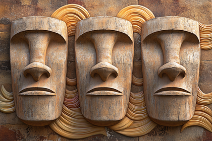 Three Moai Heads