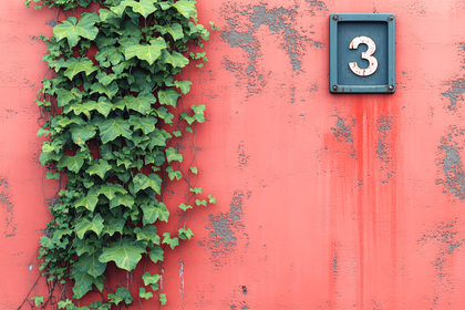 Three on Rustic Wall with Ivy