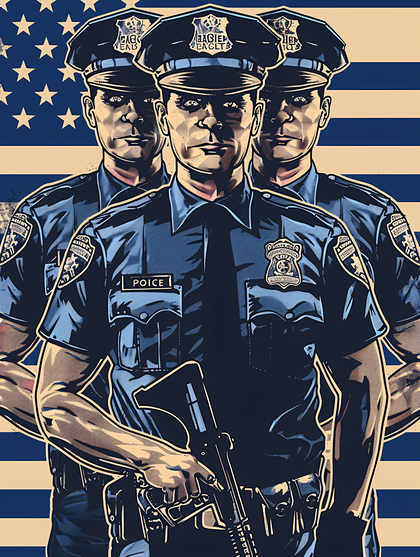 Three Police Officers In Uniform