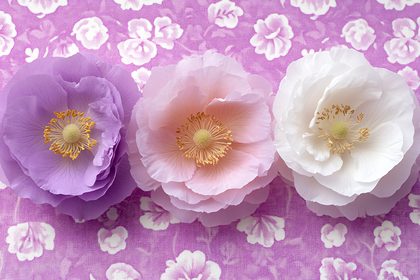 Three Poppy Flowers in Full Bloom