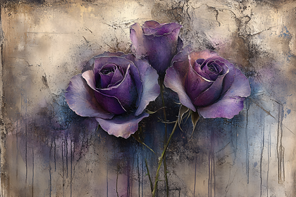 Three Purple Roses Painting