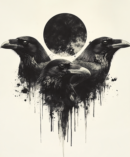 Three Ravens Under Moon
