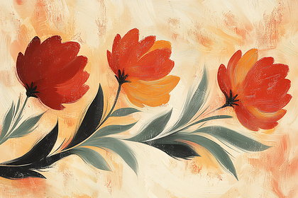 Three Red Flowers Painting
