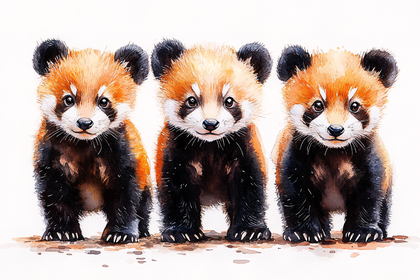 Three Red Pandas