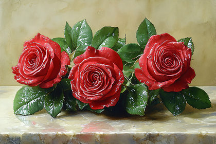 Three Red Roses Still Life