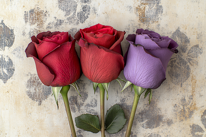 Three Roses of Different Colors