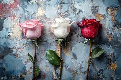 Three Roses On Painted Background