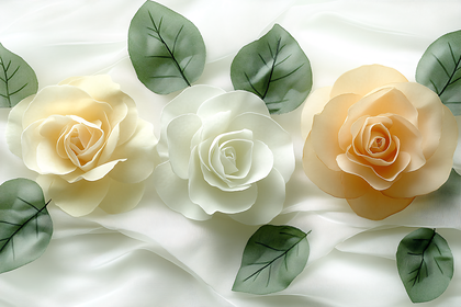 Three Roses On Silk Fabric