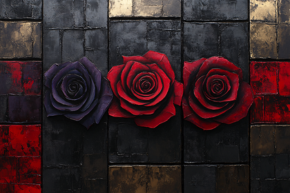 Three Roses On Textured Blocks