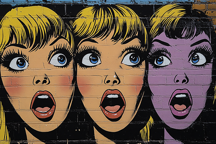 Three Shocked Faces Graffiti