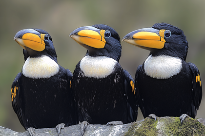 Three Toucans Perched Together