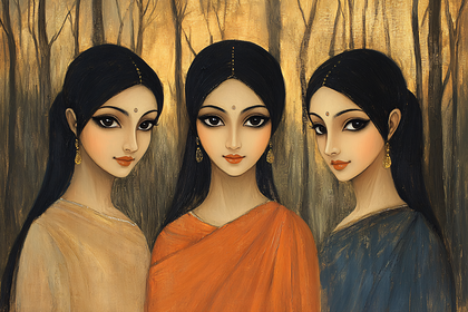 Three Women in Traditional Attire
