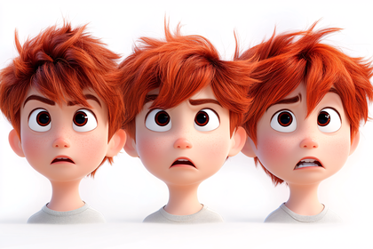 Three Worried Cartoon Boys