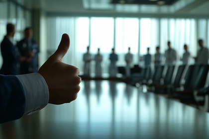 Thumbs Up Approval in Boardroom