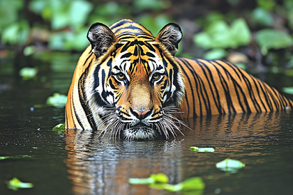 Tiger Bathing In Water