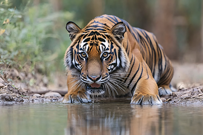 Tiger Drinking Water