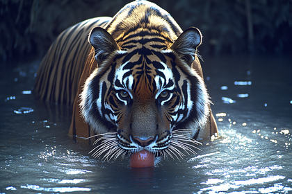 Tiger Drinking Water