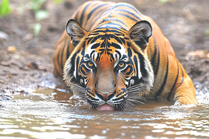 Tiger Drinking Water