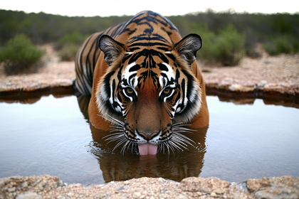 Tiger Drinking Water