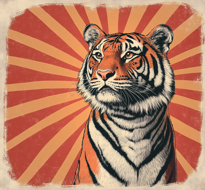 Tiger Head Retro Illustration