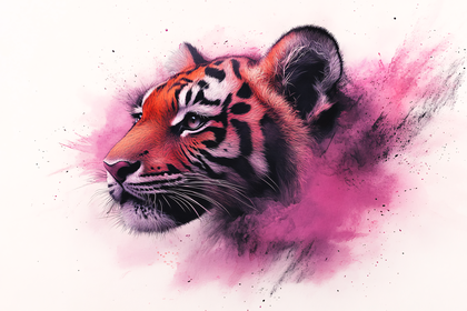 Tiger Head with Pink Haze