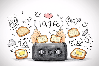 Toasted Bread and Toaster Illustration