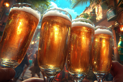 Toasting With Beer In A Festive Setting
