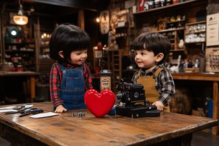 Toddlers Engaging with Crafting Tools in Workshop