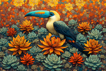 Toucan And Succulent Garden
