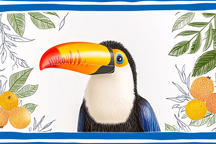 Toucan Bird with Tropical Elements