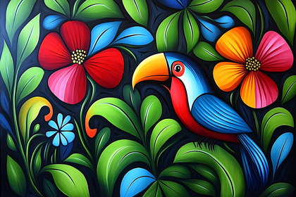 Toucan in Lush Flora