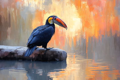 Toucan Perched on a Log
