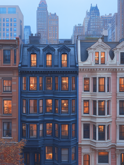Townhouses At Dusk