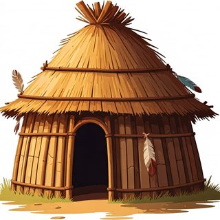 thatched primitive hut