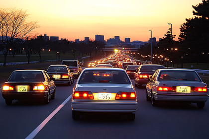 Traffic Jam At Sunset