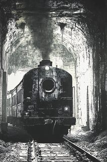 Train Emerging From Tunnel