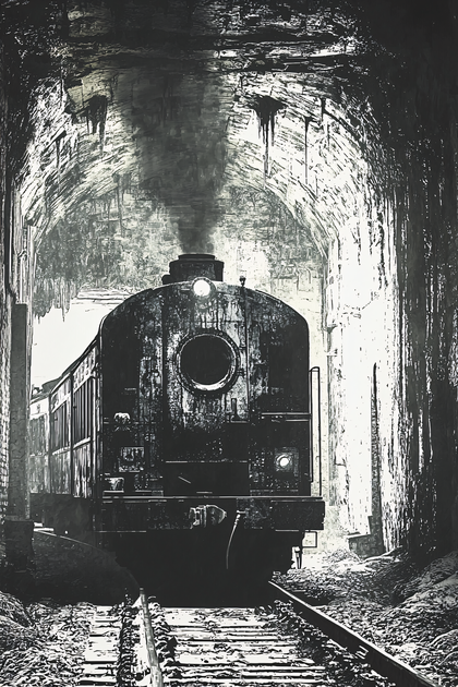 Train Emerging From Tunnel