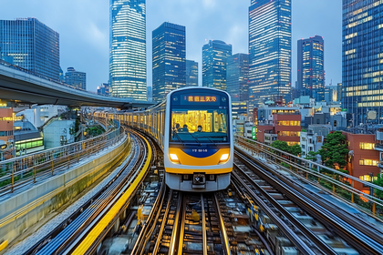 Train in Urban Tokyo
