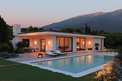 Tranquil Evening at the Modern Villa