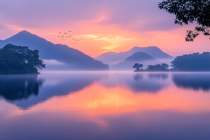 Tranquil Lake at Sunset