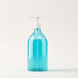 blue soap dispenser